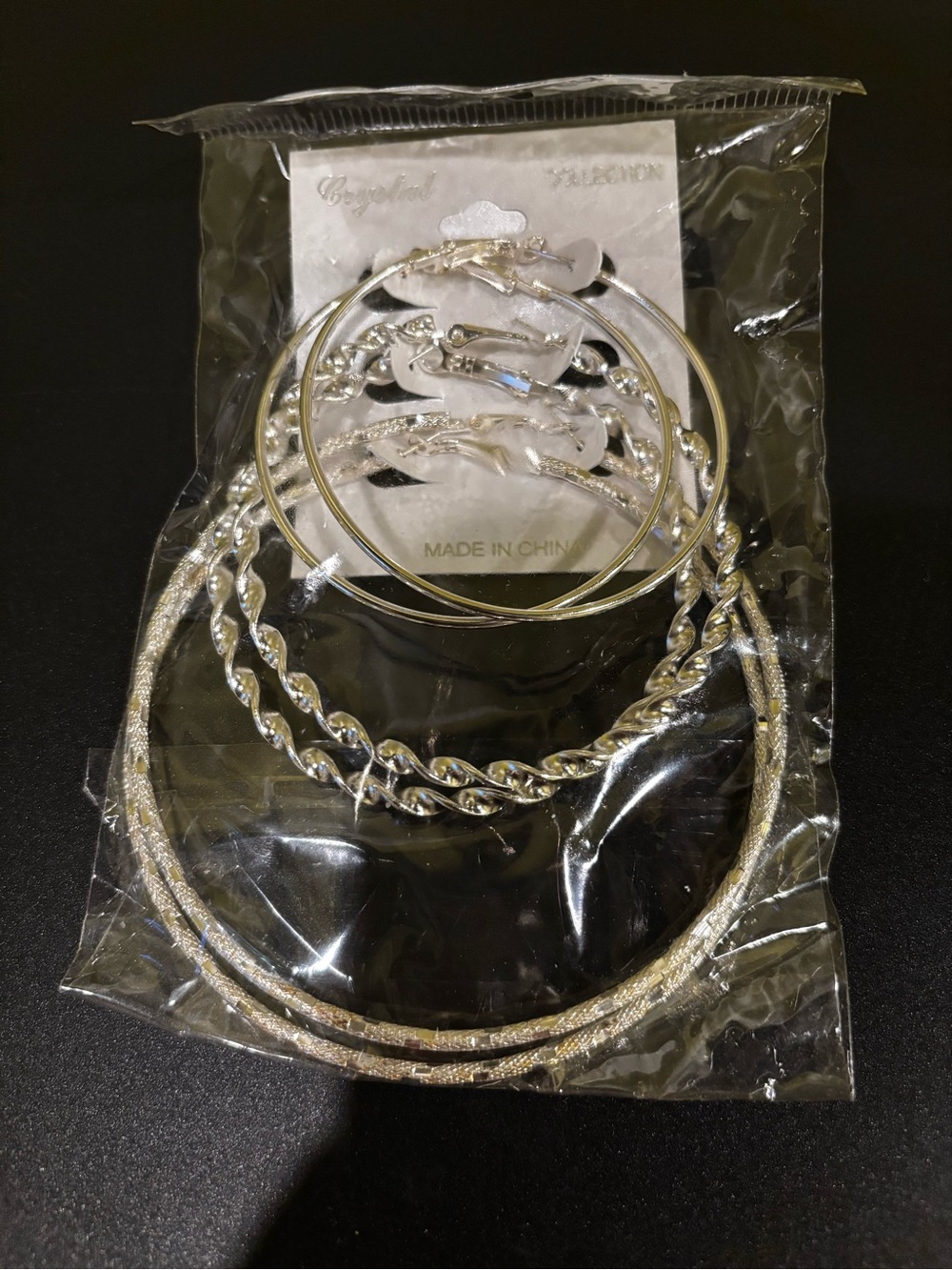 Silver-Tone Women’s Hoop & Bangle Jewelry Set